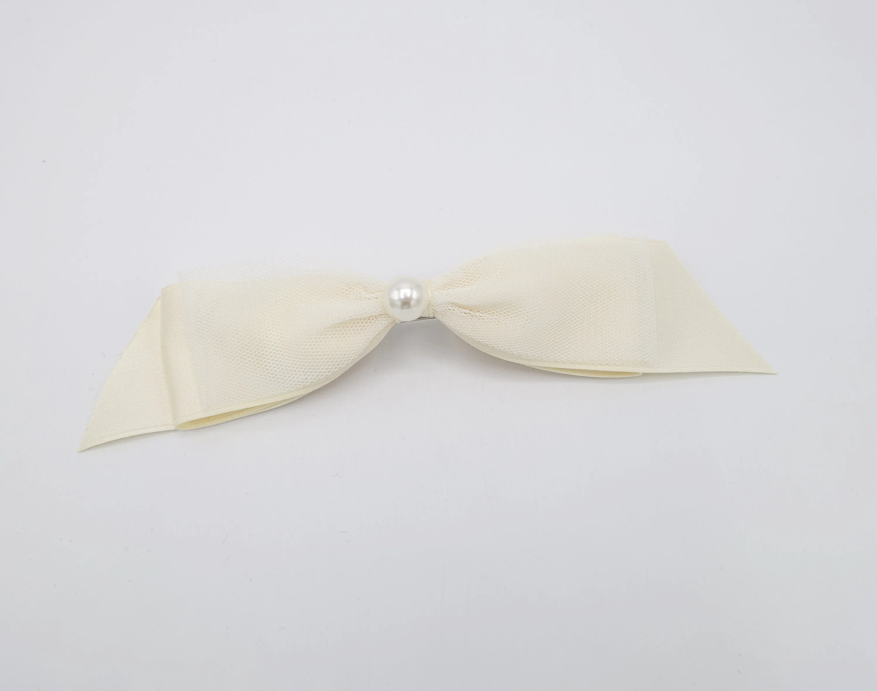 tulle layered satin layered hair bow for women