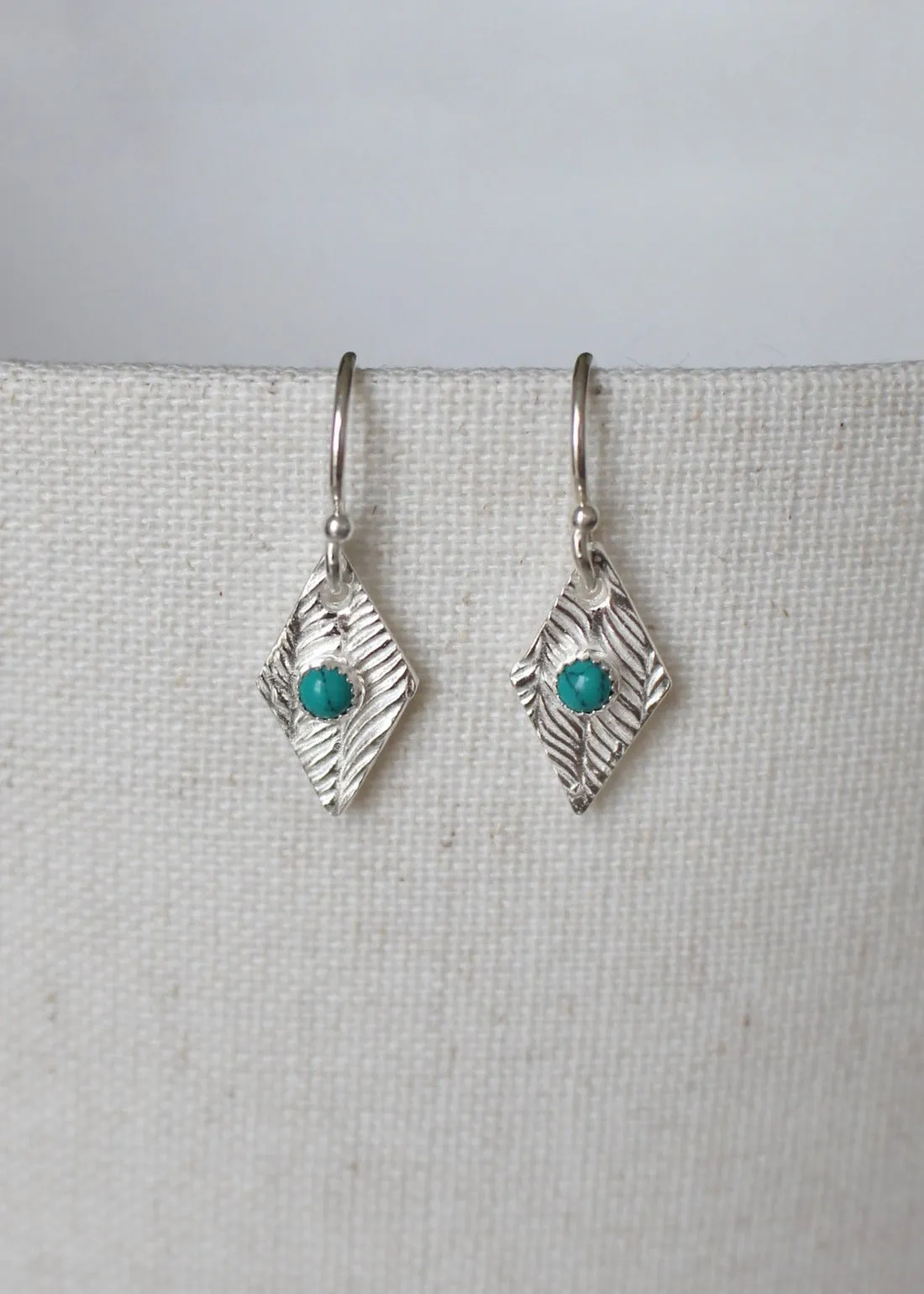 Turquoise Diamond Drop Hook Earrings