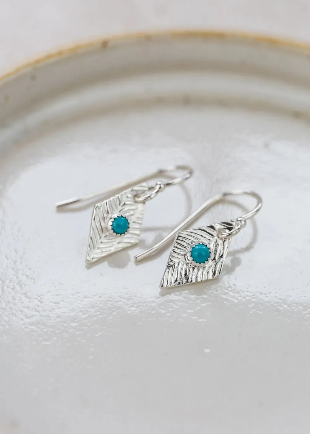 Turquoise Diamond Drop Hook Earrings