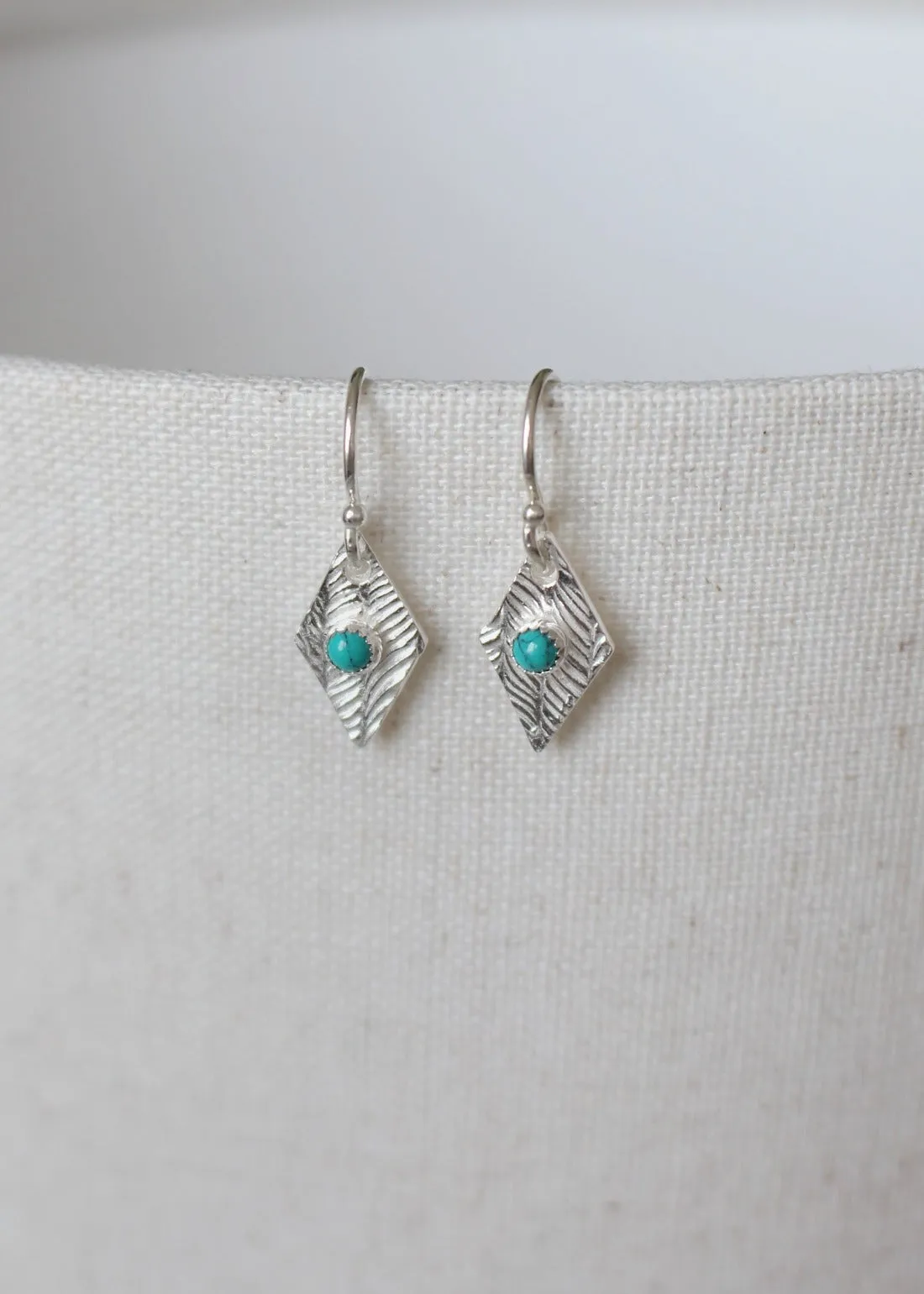 Turquoise Diamond Drop Hook Earrings