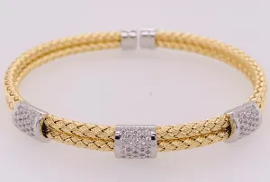 Two Tone CZ Cuff Bracelet