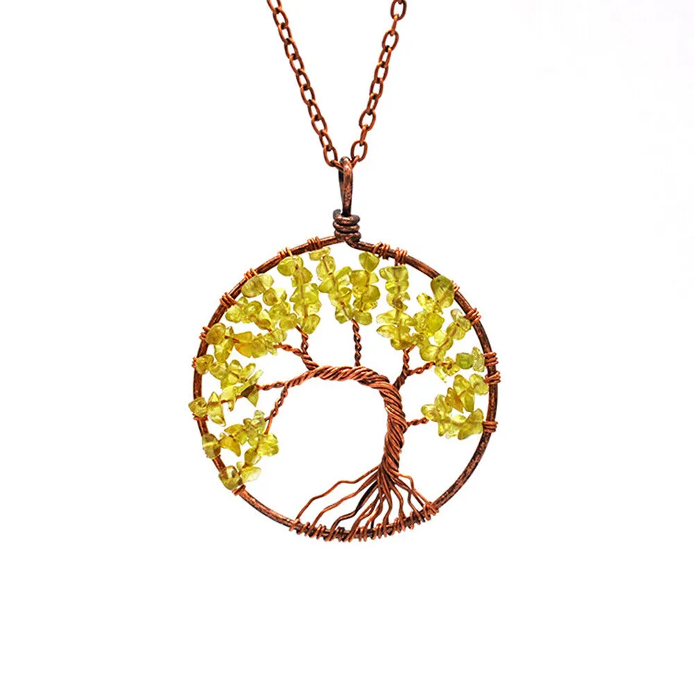 US Seven-Chakra Tree of Life Healing Energy Pendant Crystal Meditation Necklace