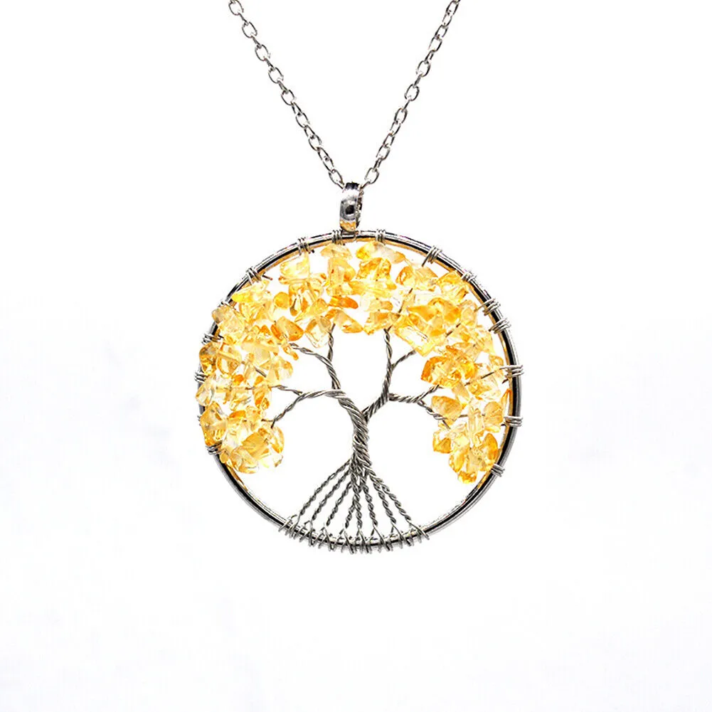 US Seven-Chakra Tree of Life Healing Energy Pendant Crystal Meditation Necklace