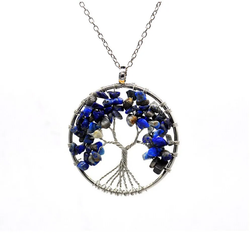 US Seven-Chakra Tree of Life Healing Energy Pendant Crystal Meditation Necklace