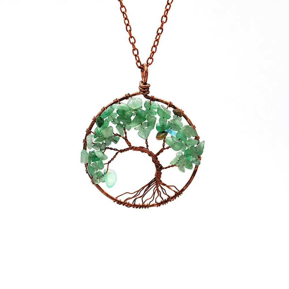 US Seven-Chakra Tree of Life Healing Energy Pendant Crystal Meditation Necklace