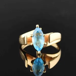 Vintage 10K Blue Topaz Engagement Ring