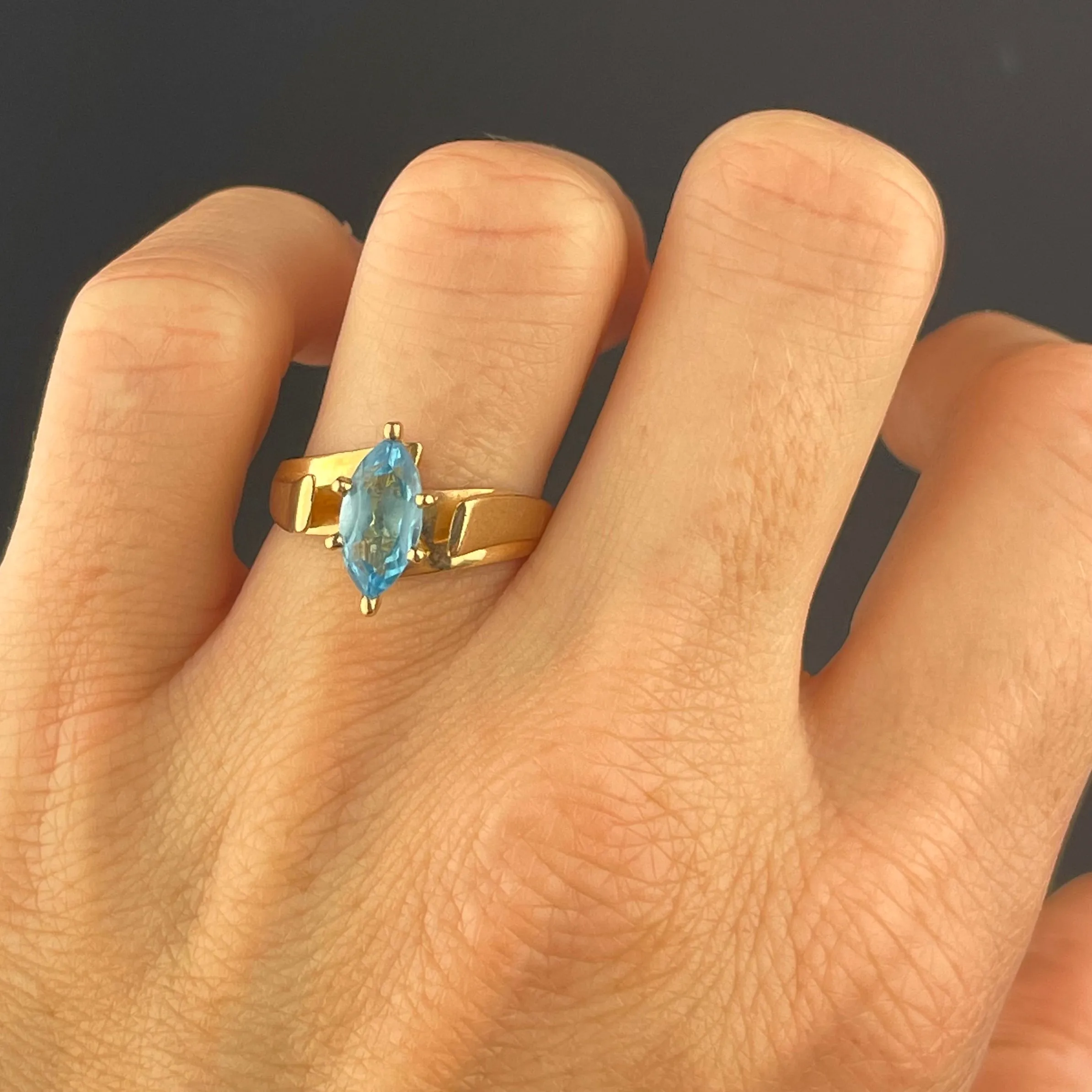 Vintage 10K Blue Topaz Engagement Ring