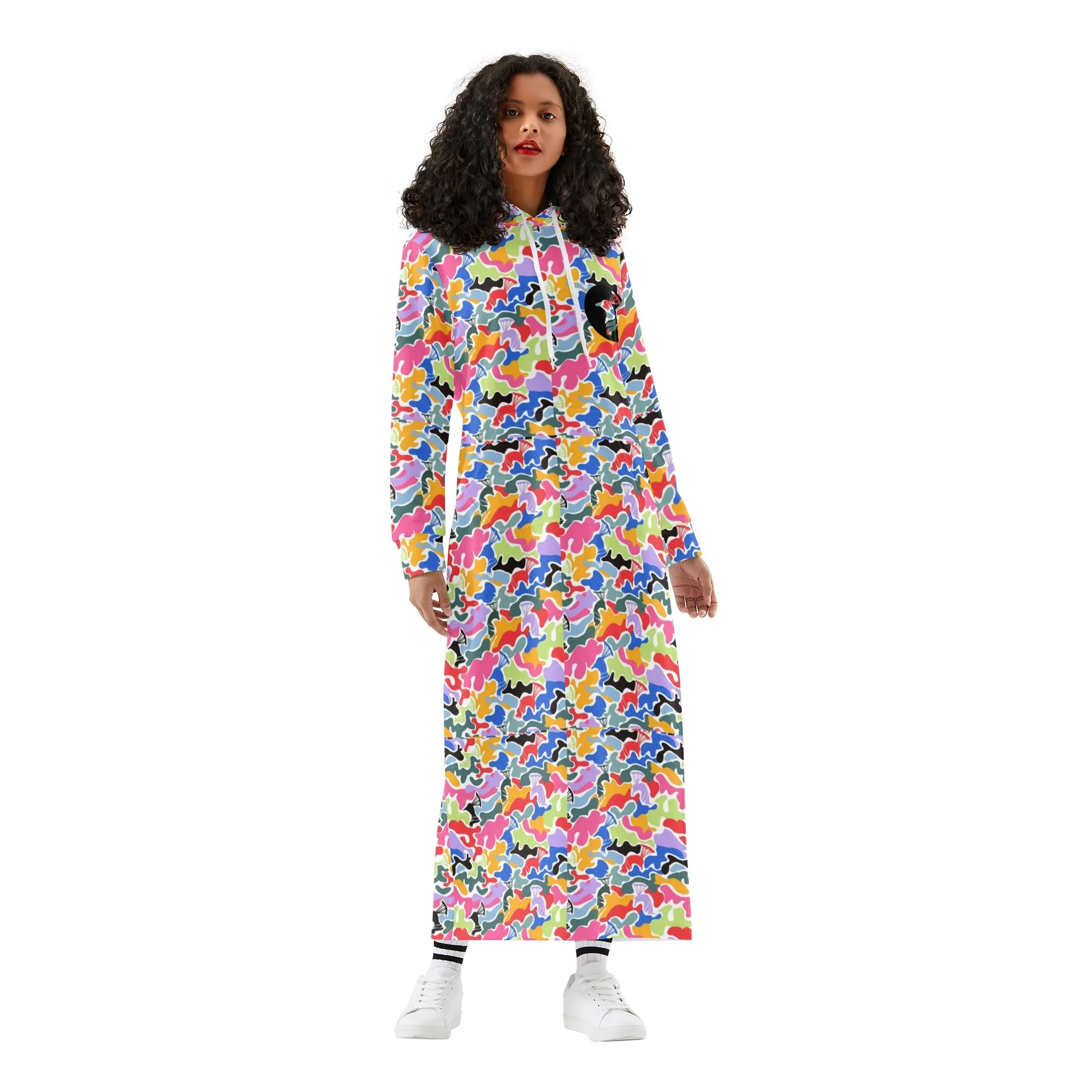 Women's Long Length Multi Color Camo Hoodie Dress