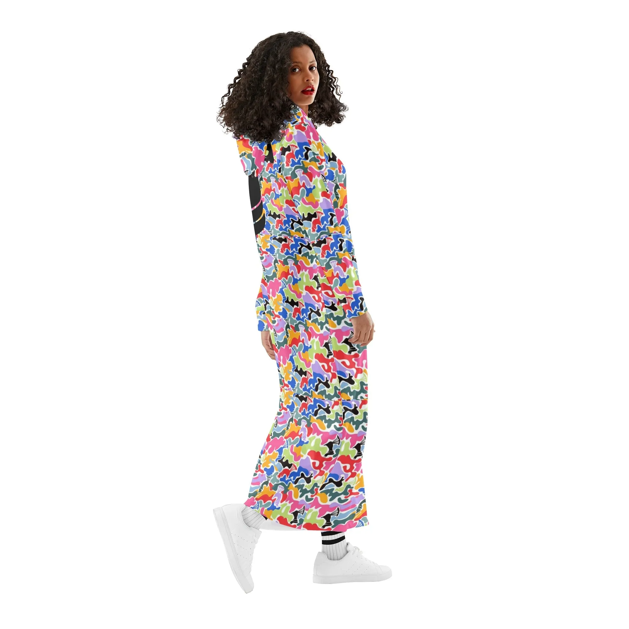 Women's Long Length Multi Color Camo Hoodie Dress