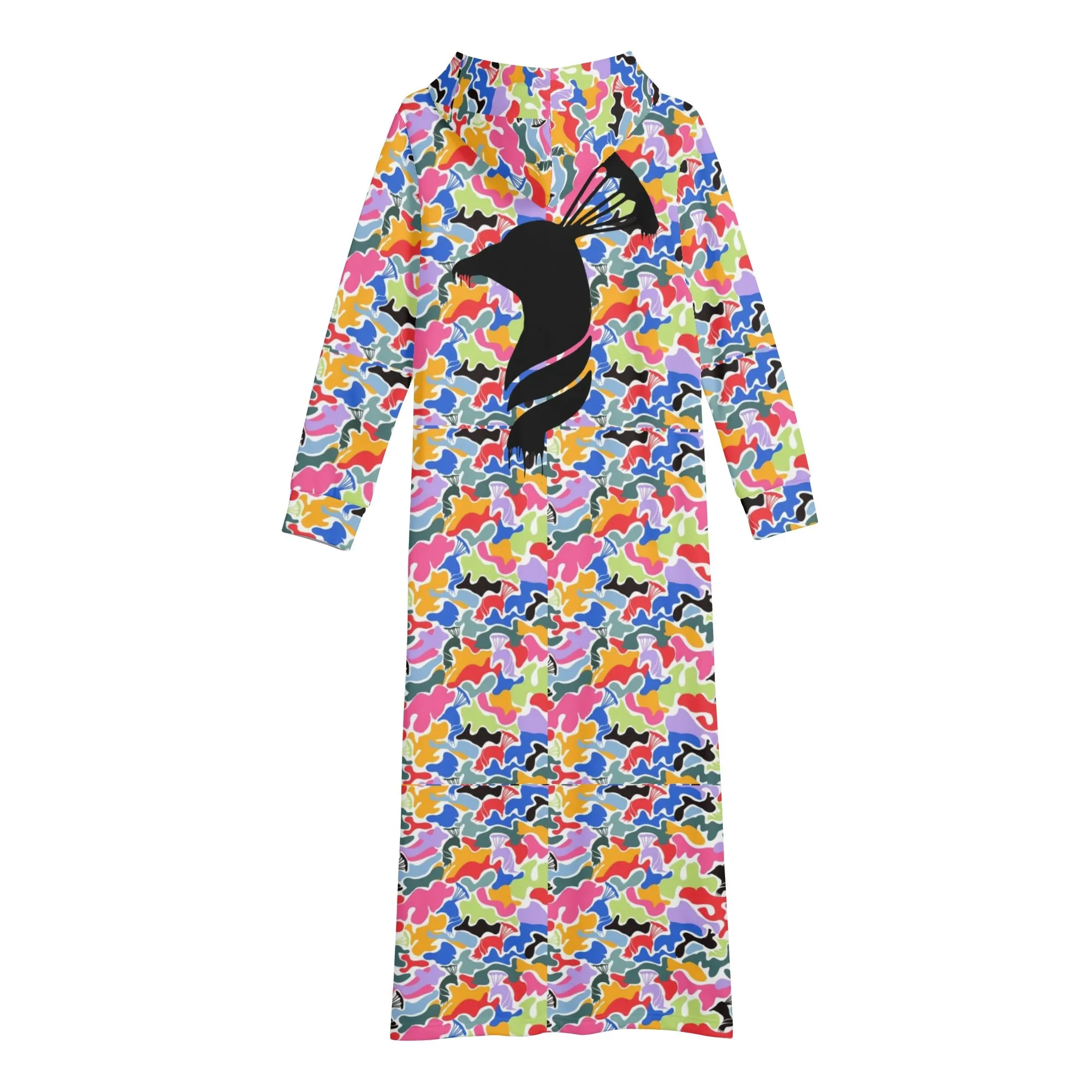 Women's Long Length Multi Color Camo Hoodie Dress