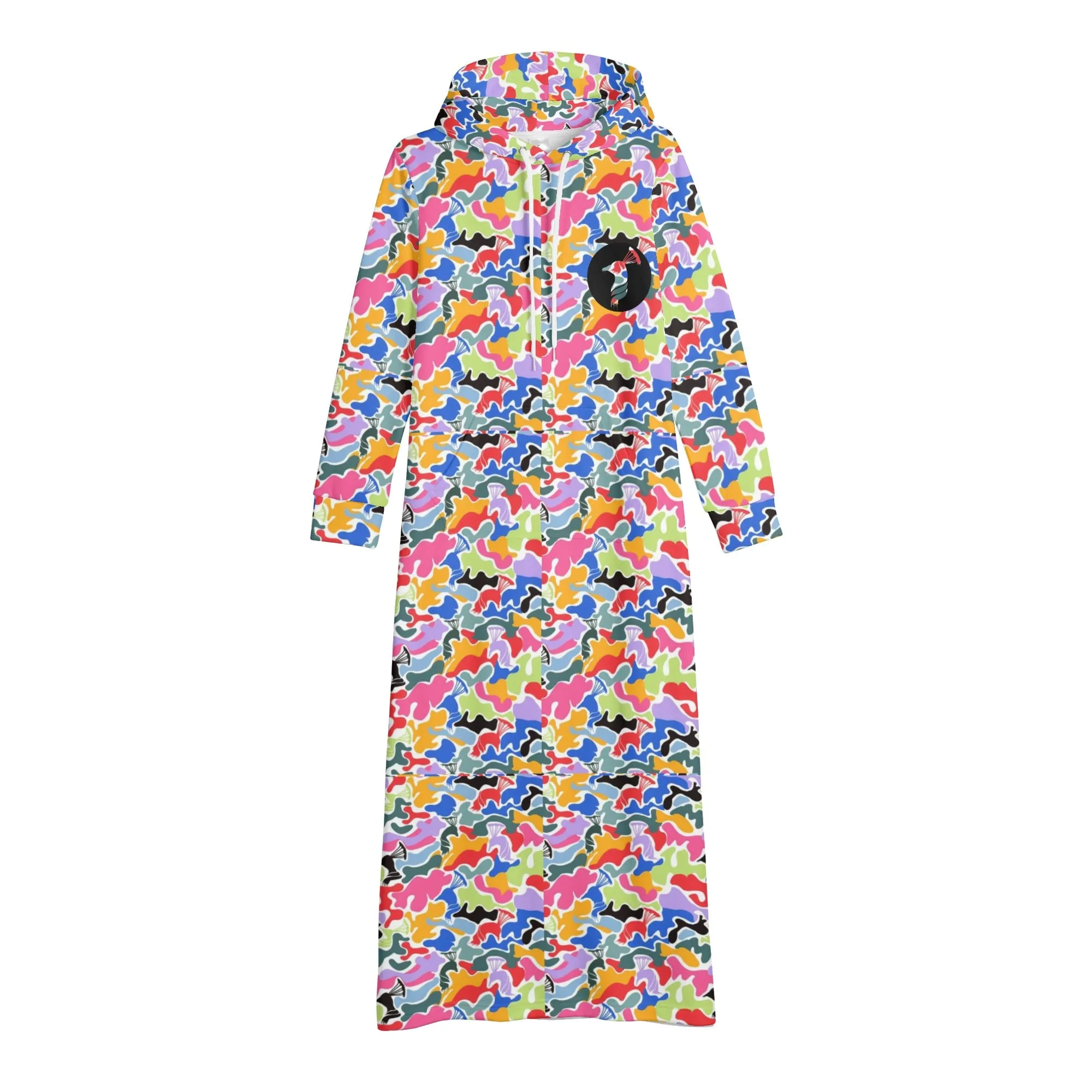 Women's Long Length Multi Color Camo Hoodie Dress